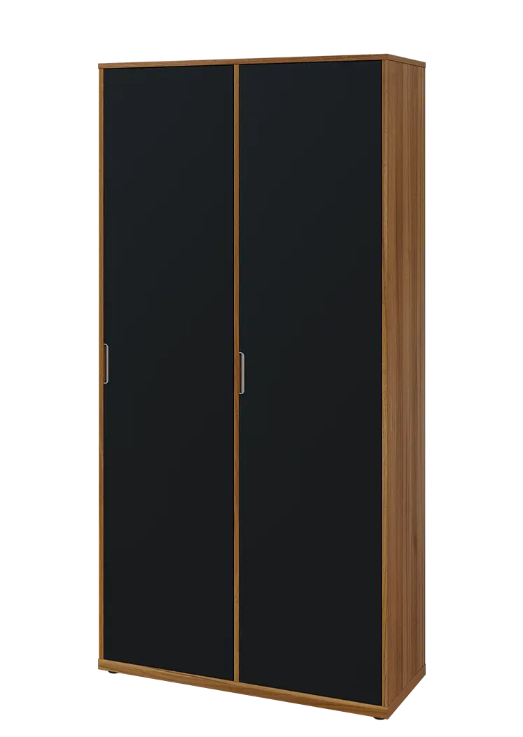 KSR6-81 P skříň šatní, 2x výsuvné ramínko, 2053x1022x400 mm, provedení pravé, ořech světlý/černá